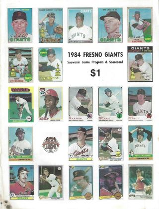 1984 Fresno Giants Minor League Baseball Program - California League Fwil