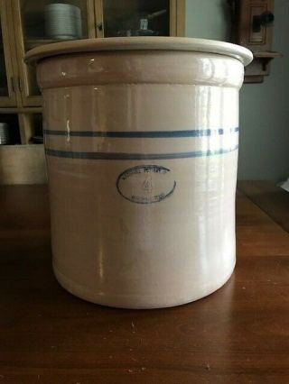 Vintage Marshall Texas Pottery 4 Gallon Crock With Lid Vgc