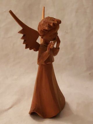 Vintage Hand Carved Wooden Christmas Angel Playing Flute Figurine Germany 2