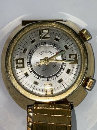 Vintage Lucerne De Luxe Mens Wristwatch (with Alarm) - Not Running