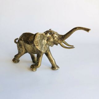 Vintage Brass Elephant Trunks Up Figurine 2