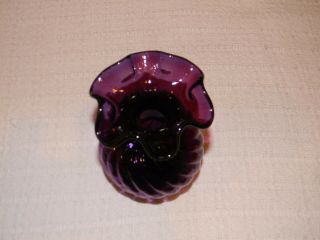 Vintage Fenton Purple Spiral Swirl Vase Signed by Don Fenton 2