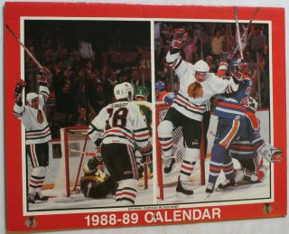 1988 - 89 Chicago Blackhawks Wall Calendar Graham Savard Larmer Nhl Coca - Cola