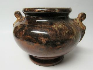 Vintage Brush Mccoy Brown/cream/green Onyx Double Handle Urn Vase