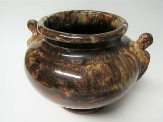 Vintage Brush McCoy Brown/Cream/Green Onyx Double Handle Urn Vase 2