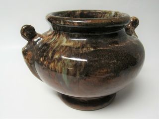 Vintage Brush McCoy Brown/Cream/Green Onyx Double Handle Urn Vase 3