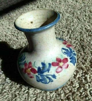 Berkshire Pottery Tan Blue Vase Pot Jug Handthrown Art Studio Vintage