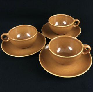 Set Of 3 Vtg Cups And Saucers Iroquois China Casual Ripe Apricot Russel Wright