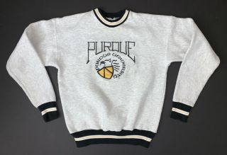 Vintage 90s Purdue Boilermaker Crewneck Sweatshirt Size Medium Gray