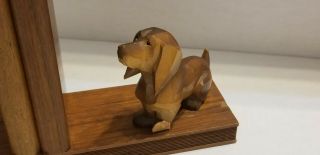 Bookends German Black Forest Wood Carving Dachshund Hunt Dog c1920s Antique 2