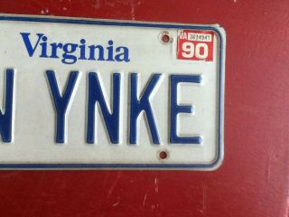 License Plate Tag Virginia VA Vanity Personalized CN Yankee 1990 Rustic USA 3