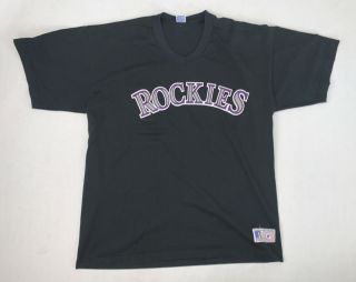 Vintage 90s Colorado Rockies Larry Walker V - Neck T - Shirt Size Men’s Xl Mlb