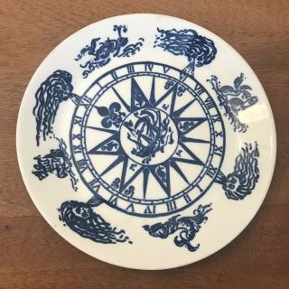 Vintage Syracuse China Syralite 95 - K Salad Plate 6.  5 " Blue Nautical Compass Usa