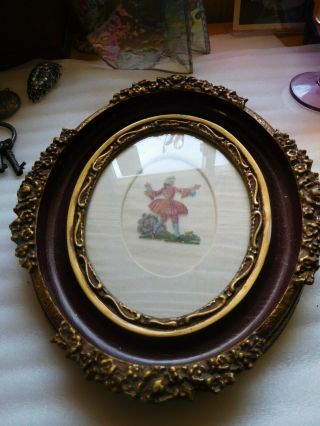 Vintage Petit Point Needlepoint With Stunning Oval Framed Victorian Man