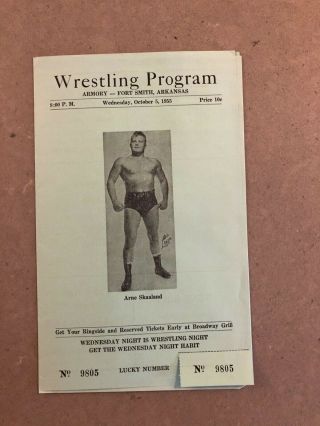 Vintage Wrestling Program,  October 1955,  Fort Smith Arkansas,  Skaaland,  Yamato