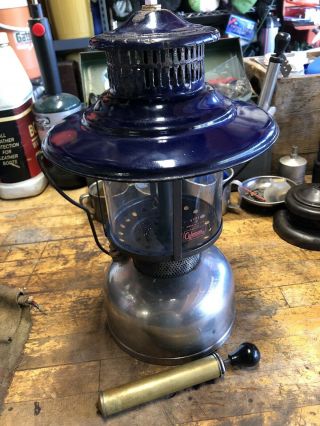 Vintage Agm 268 Camping Lantern Great With Pump,  Cobalt Blue Vent