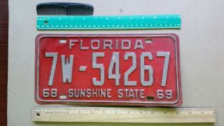 License Plate,  Florida,  1968 - 1969,  Sunshine State,  7w - 54267