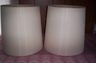 Vintage Pair Barrel Style Off White Lamp Shades 14 X 14