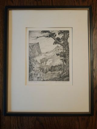 Lyman Byxbe Pencil Signed Etching Dream Lake Vintage Mountainscape