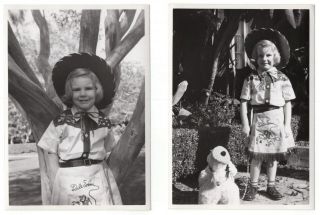 7 Vintage Photos & Newspaper Clipping: Girl Dressed In Her Dale Evans Playsuit