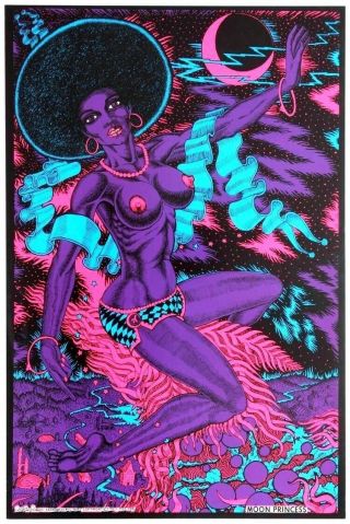 Moon Princess Vintage 1973 Blacklight Psychedelic Poster First Printing Nm,