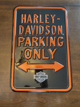 Harley - Davidson Tin Sign,  H - D Embossed Parking Only Sign,  Black 2010971