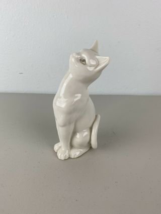 Vintage Lenwile China Ardalt Japan Porcelain White Cat Figurine 7 " Tall