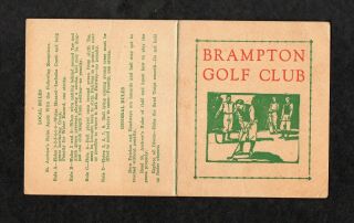 Vintage Stymie Scorecard Brampton Golf Club,  Brampton Ontario Founded 1921