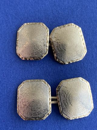 Vintage 10k Gold Cuff Links Rectangle " Shields " 1/2 X 1/2 ".  Weight 3gms.