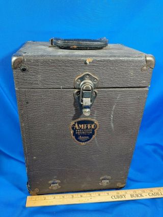 Antique Art Deco Ampro Precision Movie Film Projector Portable Hard Case Reels