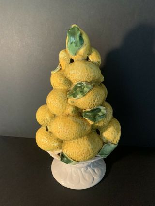 Vintage Italian Majolica Lemon Tree Topiary Centerpiece Ceramic Large 13” Tall