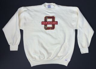 Vintage 90s Oklahoma Sooners Crewneck Sweatshirt Size Xl Cream Color
