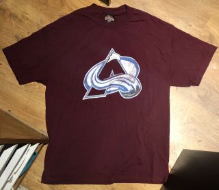 Vintage Colorado Avalanche 33 Patrick Roy Nhl Hockey Burgundy T - Shirt - Size Xl