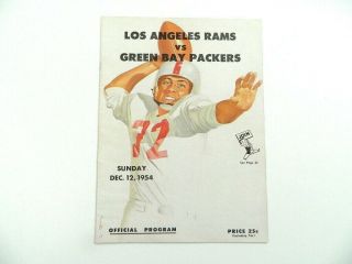 1954 Official Program Los Angeles Rams Vs Green Bay Packers December 12,  1954