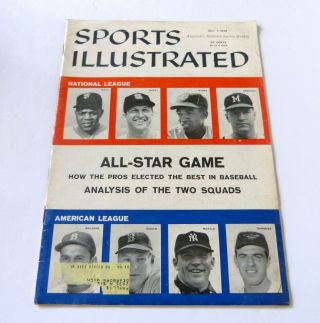 July 7,  1958 Sports Illustrated Baseball All Star Game Cover Mantle Mays Musial