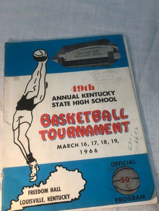Vintage 1966 Kentucky High School Basketball Tournament Official Program