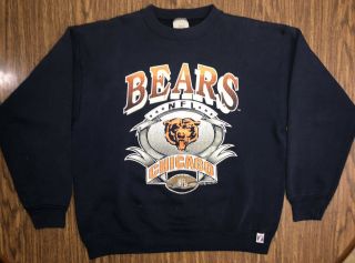 Vtg 90s Chicago Bears Crewneck Sweatshirt Nfl Football Pullover Logo 7 Men’s L