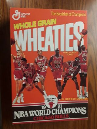 1991 Wheaties Cereal Box Of The 1991 Nba Champion Chicago Bulls 18 Oz.  Box