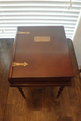 Vtg Bombay Company Brass Accent Storage Box Wood Book Display Case With Table