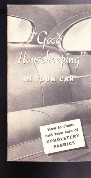 Good Housekeeping In Your Car Booklet Fisher Body General Motors Gm 1930s
