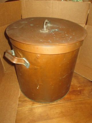 Large Round Antique Copper Pot With Lid,  Handmade