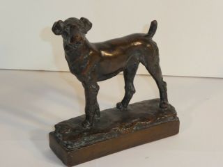 Antique Pompeian Bronze Hunting Dog Statue By Paul Herzel,  Early 1900s