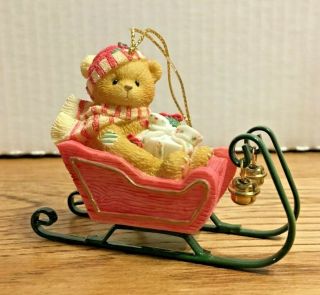Vintage 2000 Cherished Teddies 546542 Bear In Sleigh Holiday Ornament Christmas