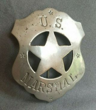 Historical Old Western U.  S.  Marshal Silver Star Pin - On Badge Vintage