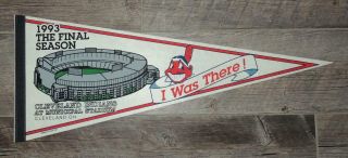Cleveland Indians Chief Wahoo Mlb Pennant Flag 1993 The Final Season I Was There