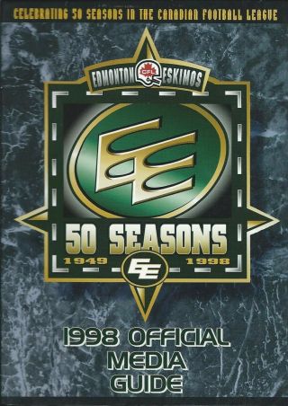 1998 Edmonton Eskimos Canadian Football League Media Guide - Cfl