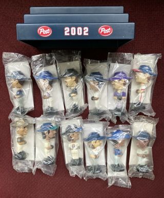 Mlb 2002 Post Cereal Baseball Mini Bobbleheads Set 12 All Stars W/ Stand