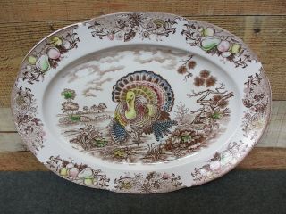 Vintage Thanksgiving Turkey Platter 18 - 1/2 " X 14 Japan