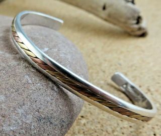 Vintage Sergio Lub Solid Copper & German Silver Twisted Cuff Bracelet 143