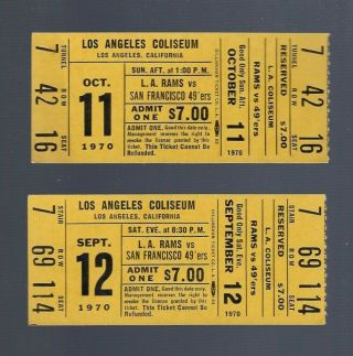 Vintage 1970 Nfl San Francisco 49ers @ Los Angeles Rams Full Football Tickets